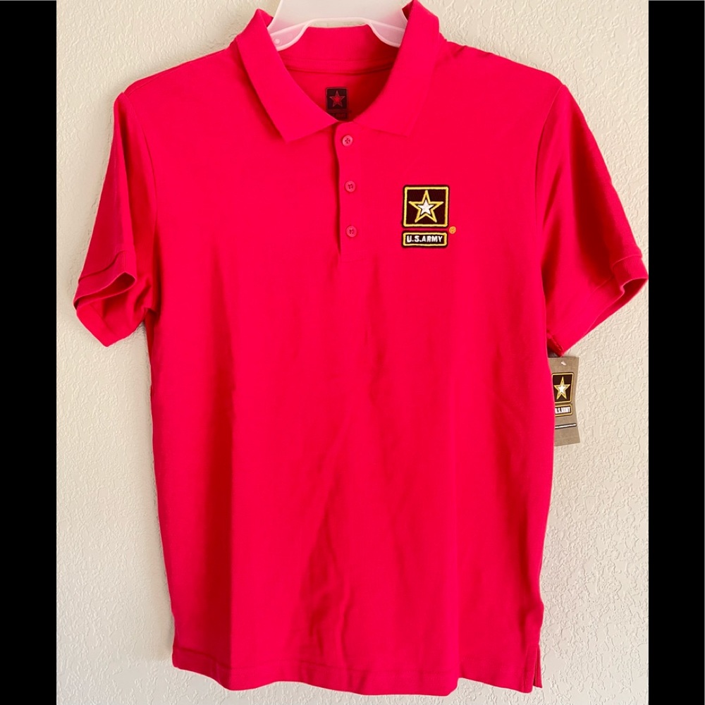 US Army Embroidered Polo Shirt , pink , Medium